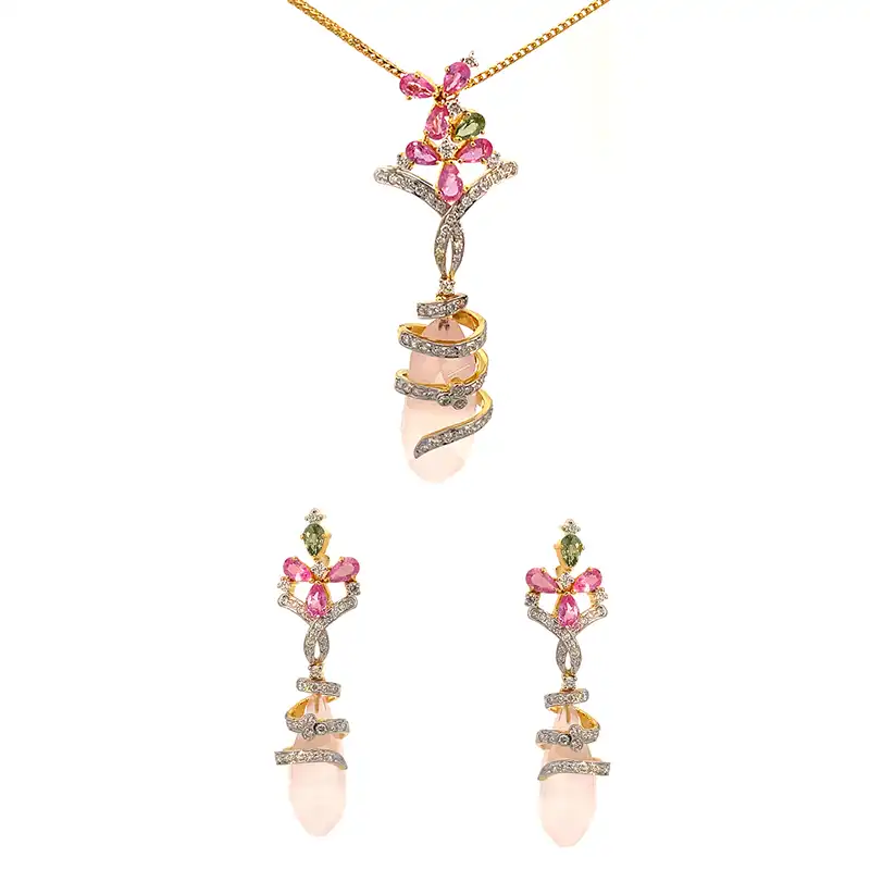 Pendant Set in Diamond and Gemstone in 18K Gold